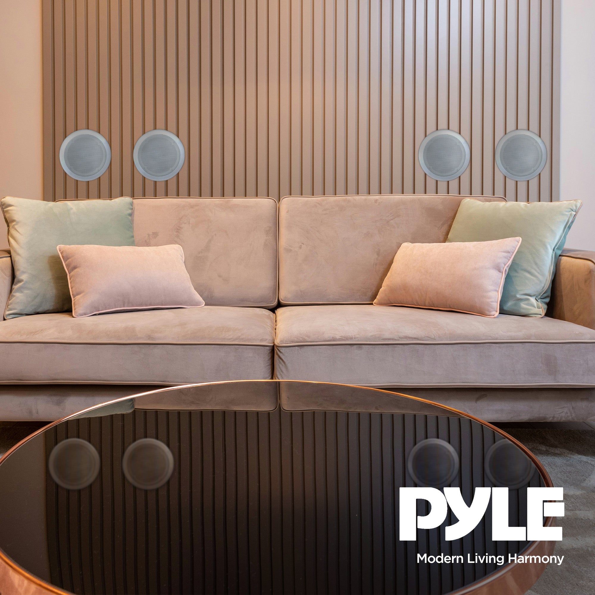 4) Pyle PDIC51RD 5.25 Inch 150W Round White In-Ceiling Wall Flush Speakers Four - VMInnovations