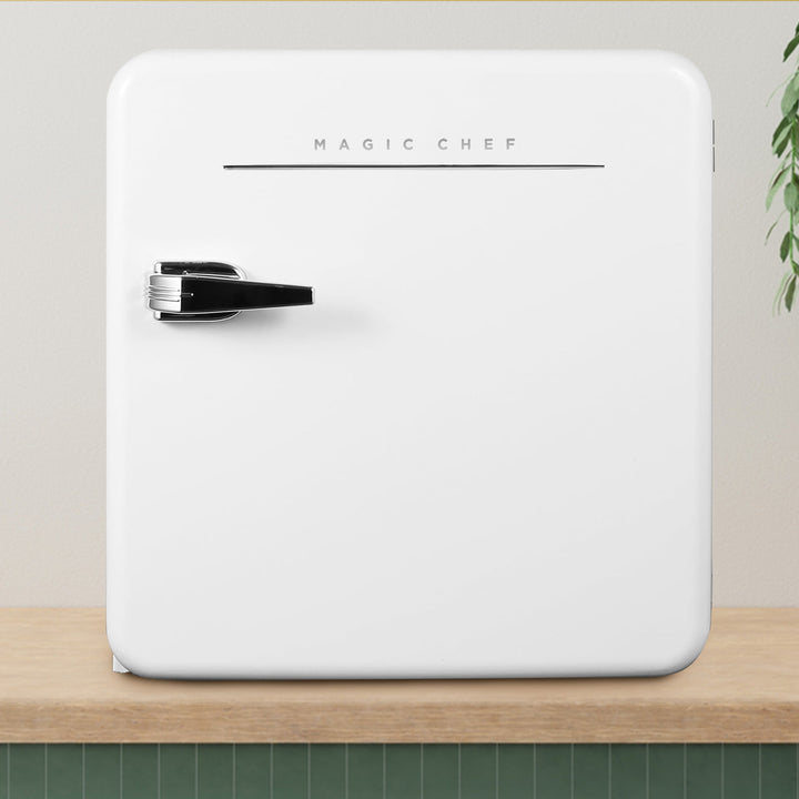 Magic Chef 1.6 Cubic Feet Retro Style Mini Fridge with Interior LED Light, White