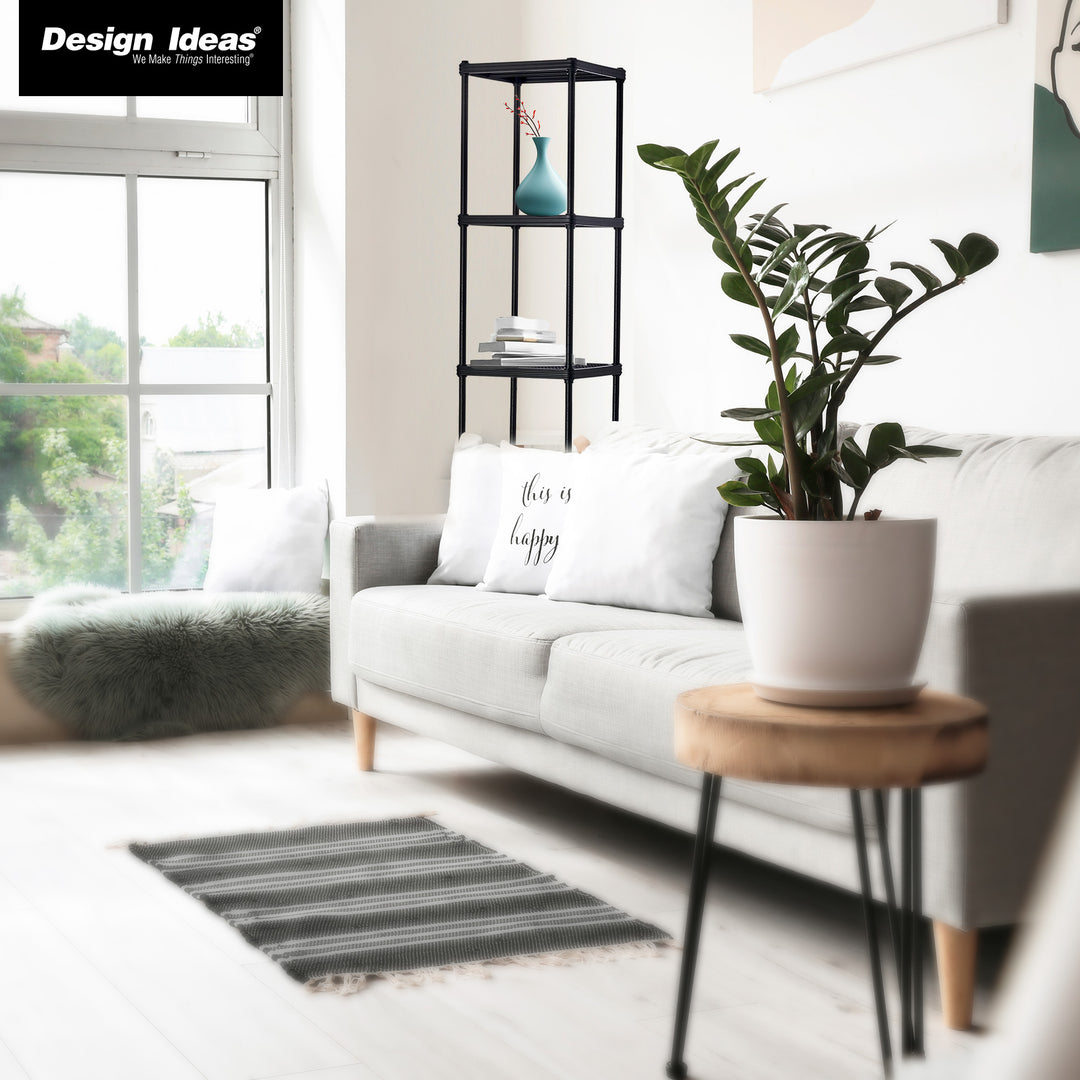 Design Ideas 5 Tier Tower Metal Storage Shelving Unit Rack, Black (Open Box)