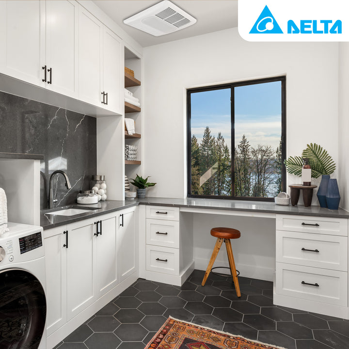 Delta Breez Radiance Exhaust Bath Fan 80 CFM with Built-In Light & Heater, White - VMInnovations