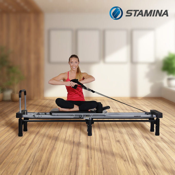 Stamina AeroPilates Reformer Board Whole Body Resistance Workout System, Black - VMInnovations