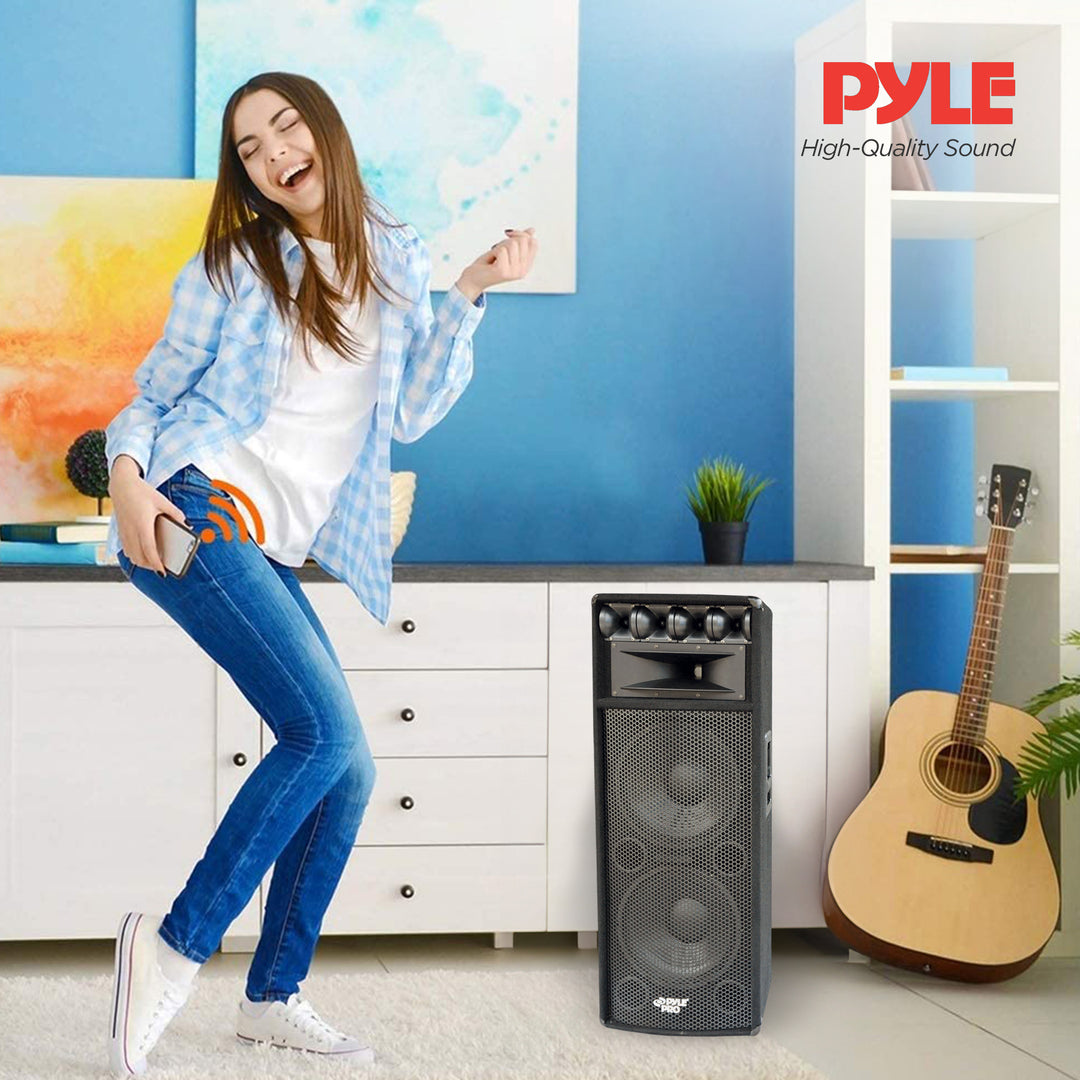 Pyle 1600W Outdoor 7 Way PA Loud-Speaker Cabinet w/ Dual 12" Woofers (Open Box) - VMInnovations