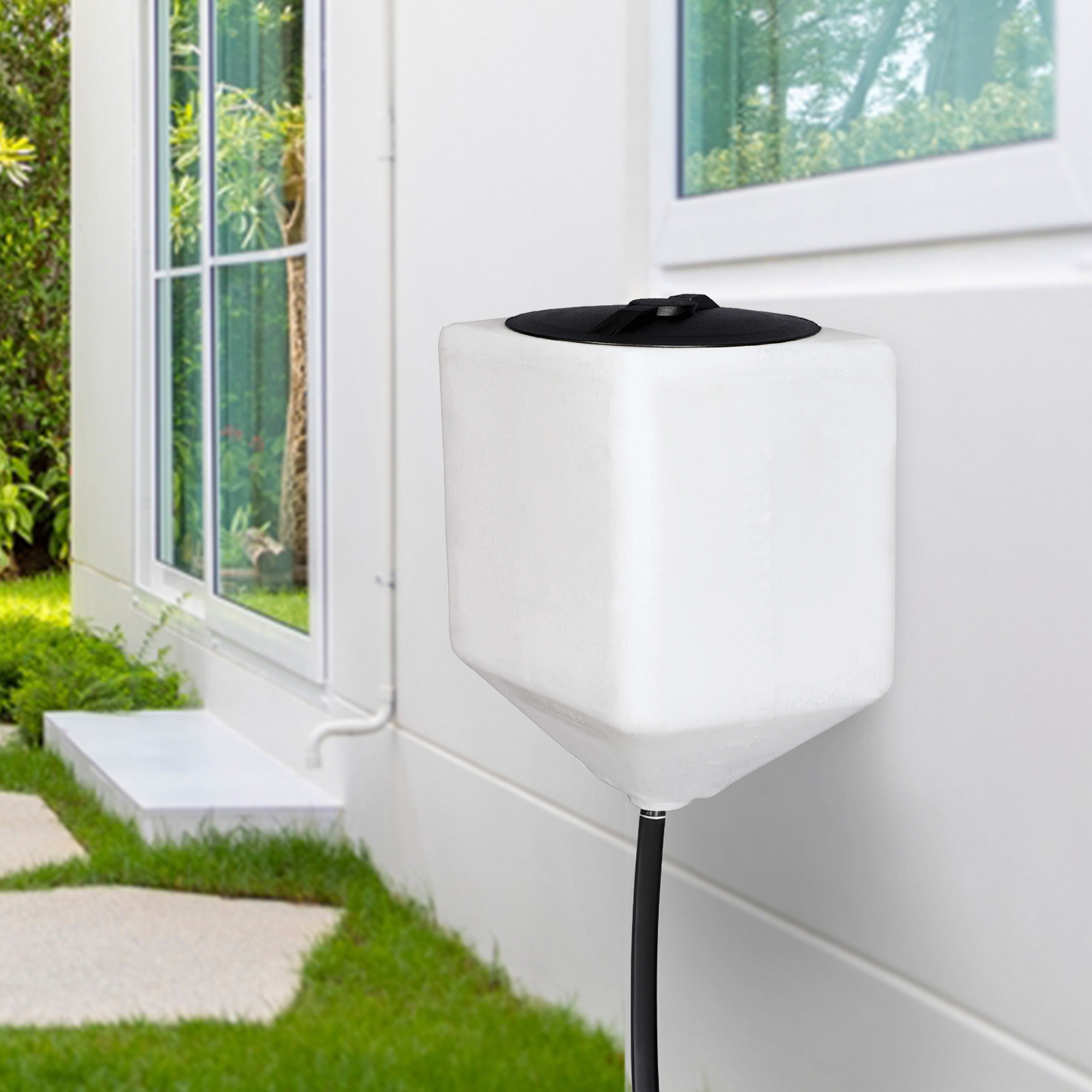 Norwesco 10 Gallon Square Total Drain Tank for Patio, Lawn, and Garden, White