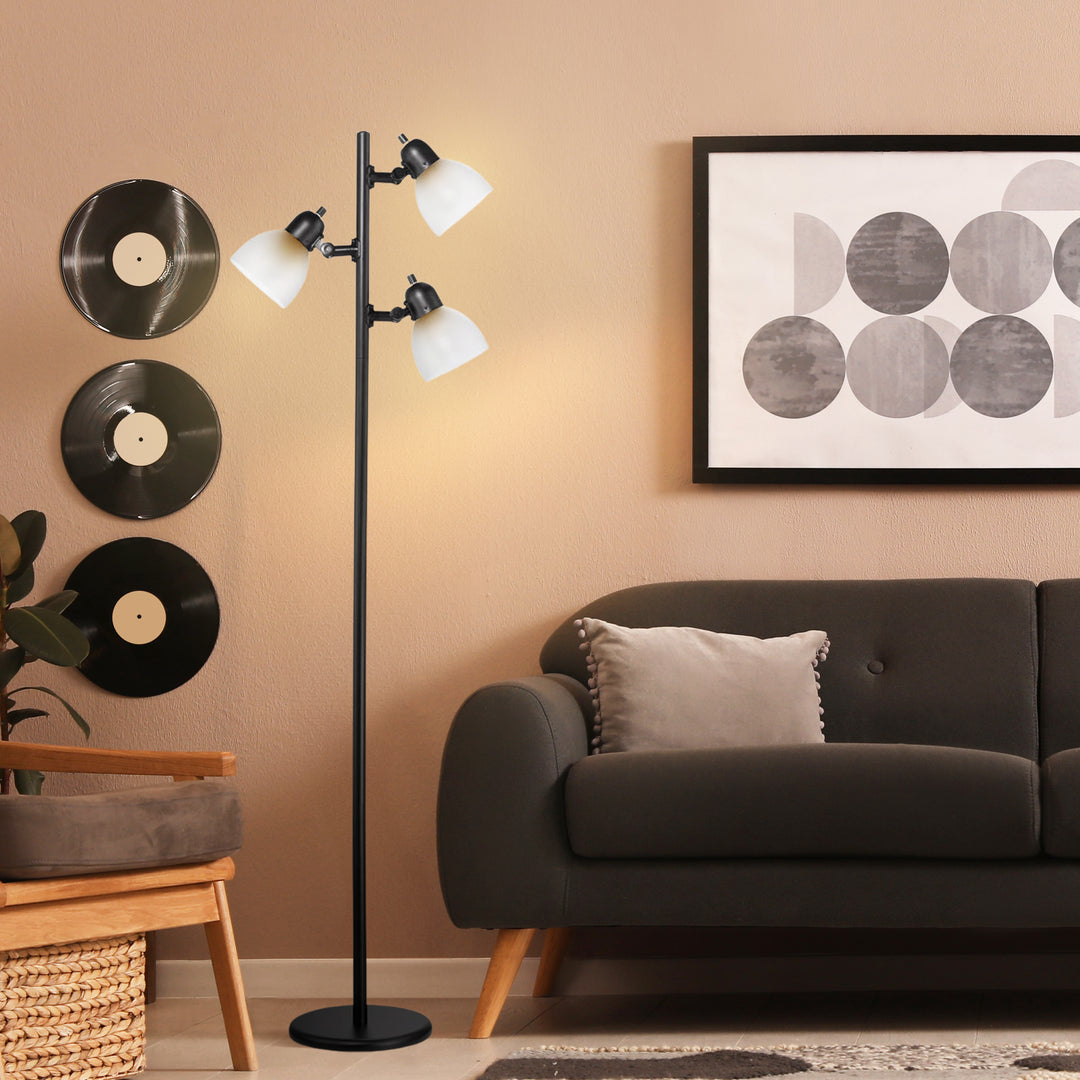 Globe Electric 63 Inch Floor Lamp w/3 Rotating LED Spotlights, Black (Open Box)