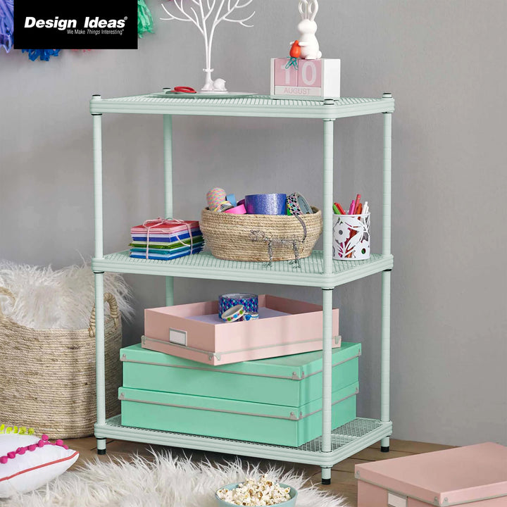 Design Ideas 3 Tier Full-Size Metal Storage Shelving Unit Rack, Green (Open Box)