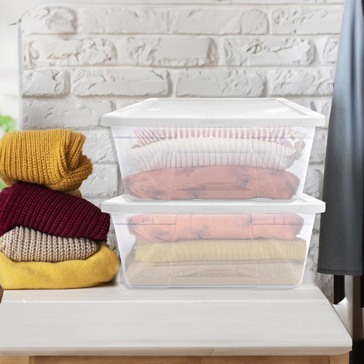 Homz Snaplock 41 Qt Stackable Plastic Storage Container w/Latching Lid 2Pk(Used) - VMInnovations