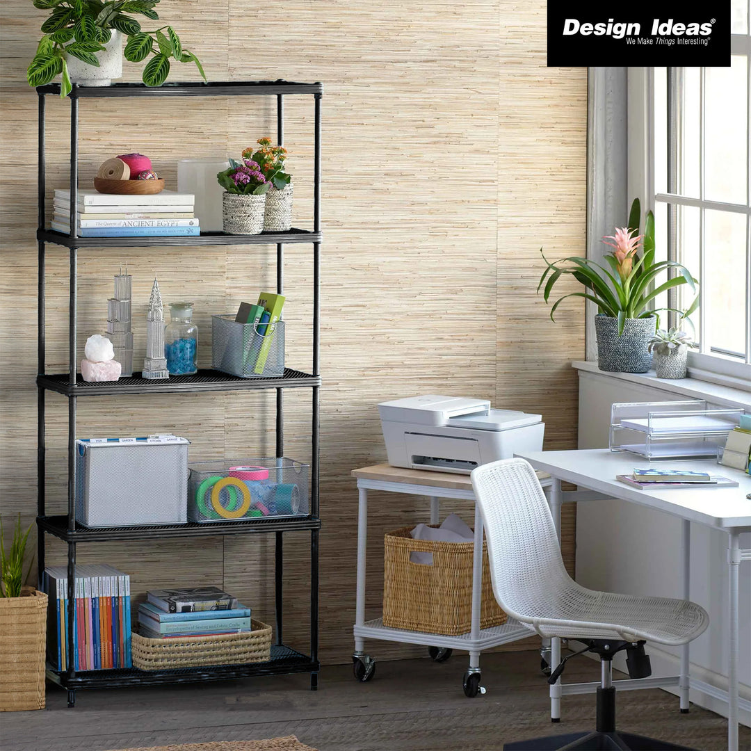 Design Ideas MeshWorks 5 Tier Metal Shelving Rack Bookshelf, Black (For Parts)