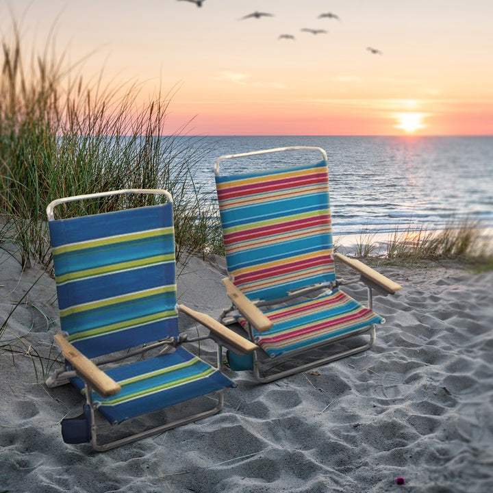 RIO Brands 5 Position Polyester Folding Beach Lounge Chair (4pk) (Used) - VMInnovations