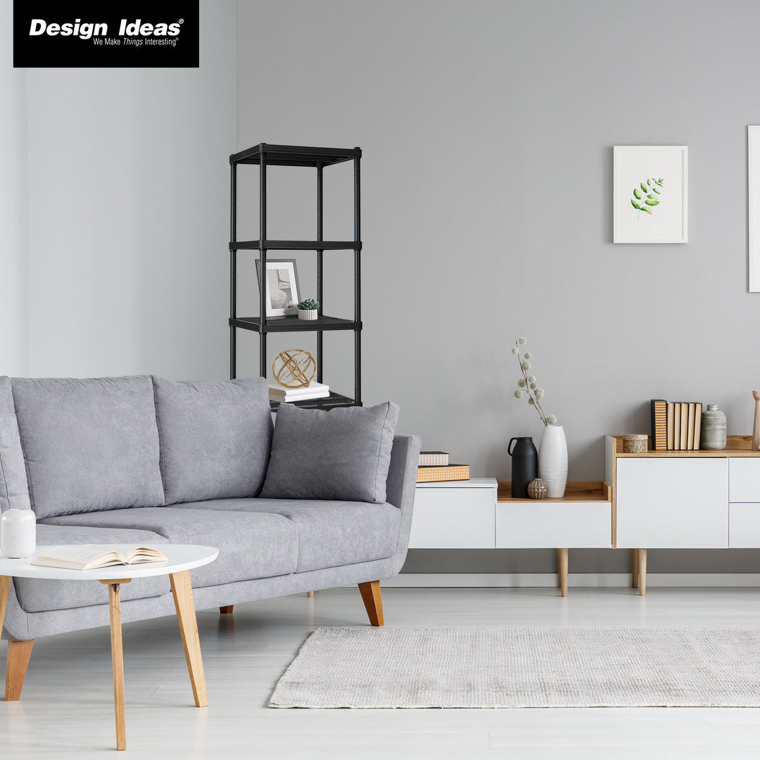 Design Ideas MeshWorks 6 Tier Tower Metal Storage Shelving Rack, Black(Open Box) - VMInnovations