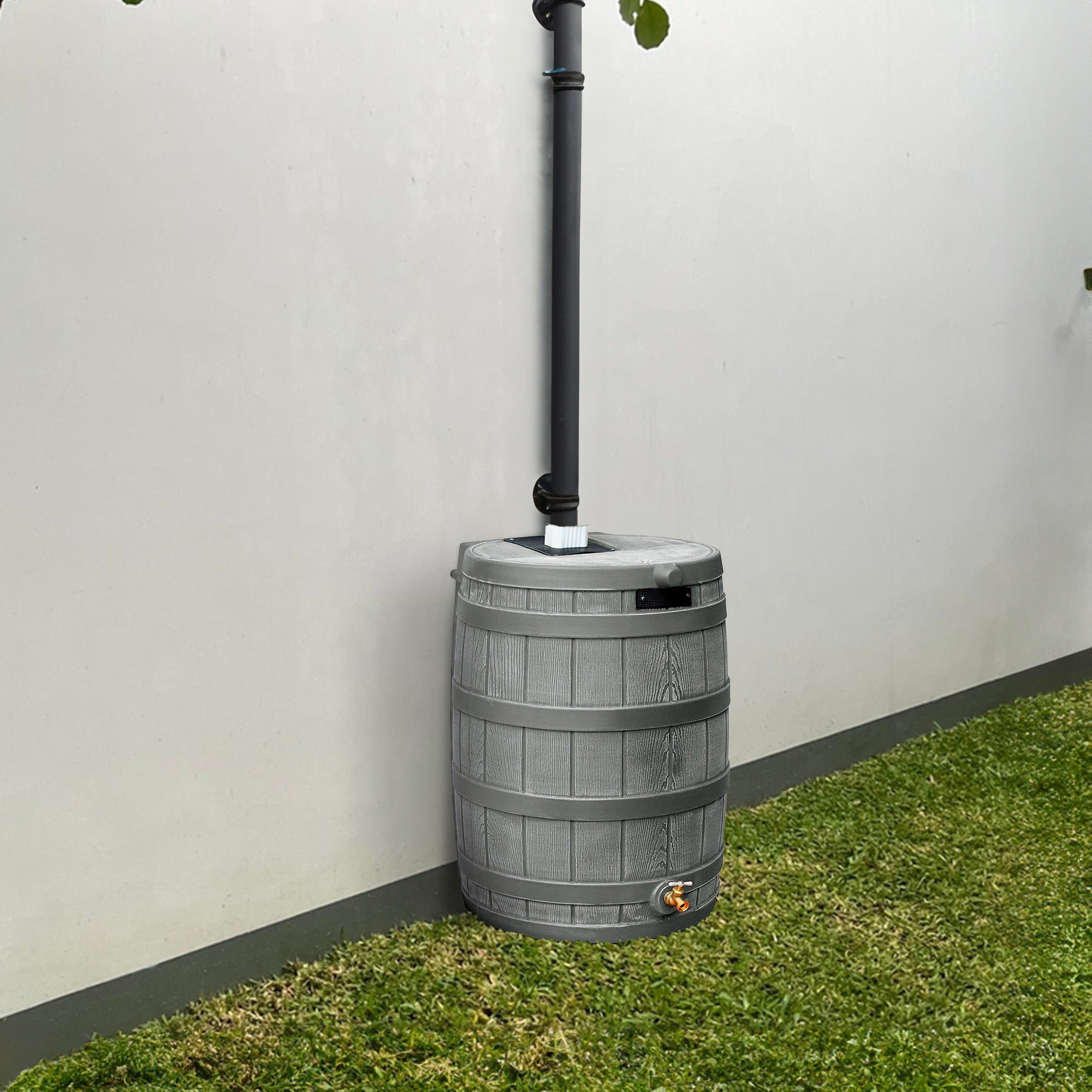 Good Ideas Rain Wizard 50 Gal Rain Barrel Collector, Gray & Diverter Flex Kit