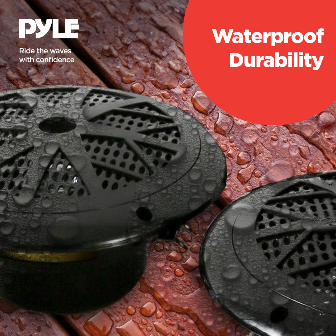 Pyle 5.25 Inch Bluetooth Marine Receiver Stereo & Speaker Kit, Black (Open Box)