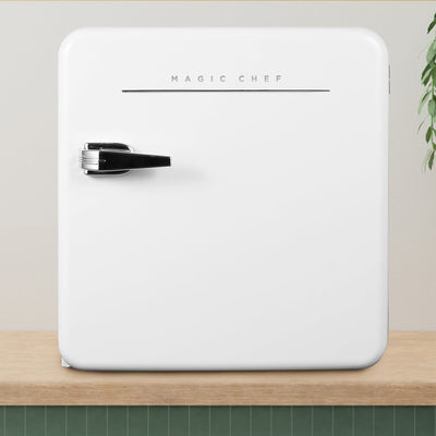 Magic Chef 1.6 Cubic Feet Retro Style Mini Fridge with Interior LED Light, White - VMInnovations