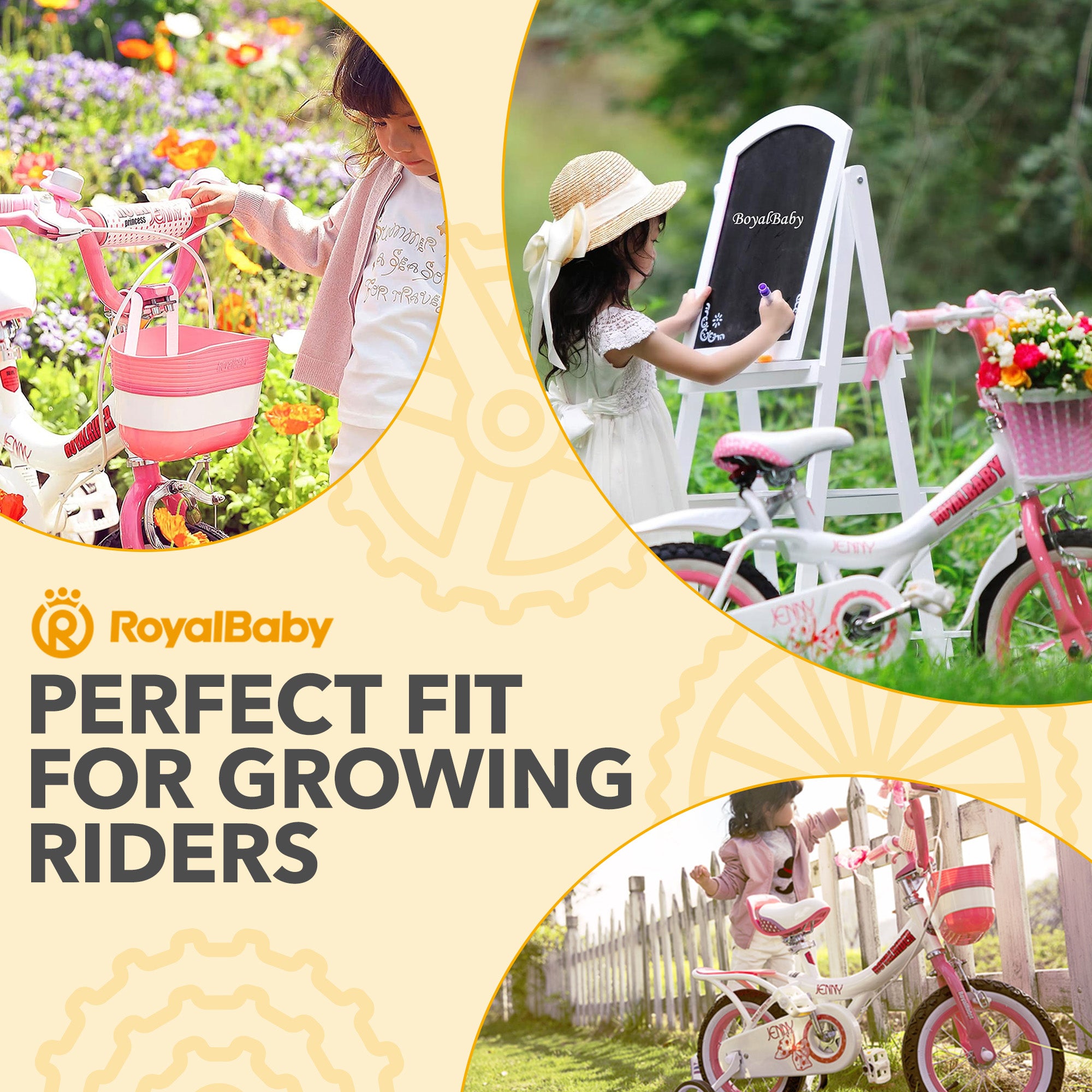 RoyalBaby Princess Girl Bicycle 16" with Training Wheels & Kickstand, Jenny/Pink - VMInnovations