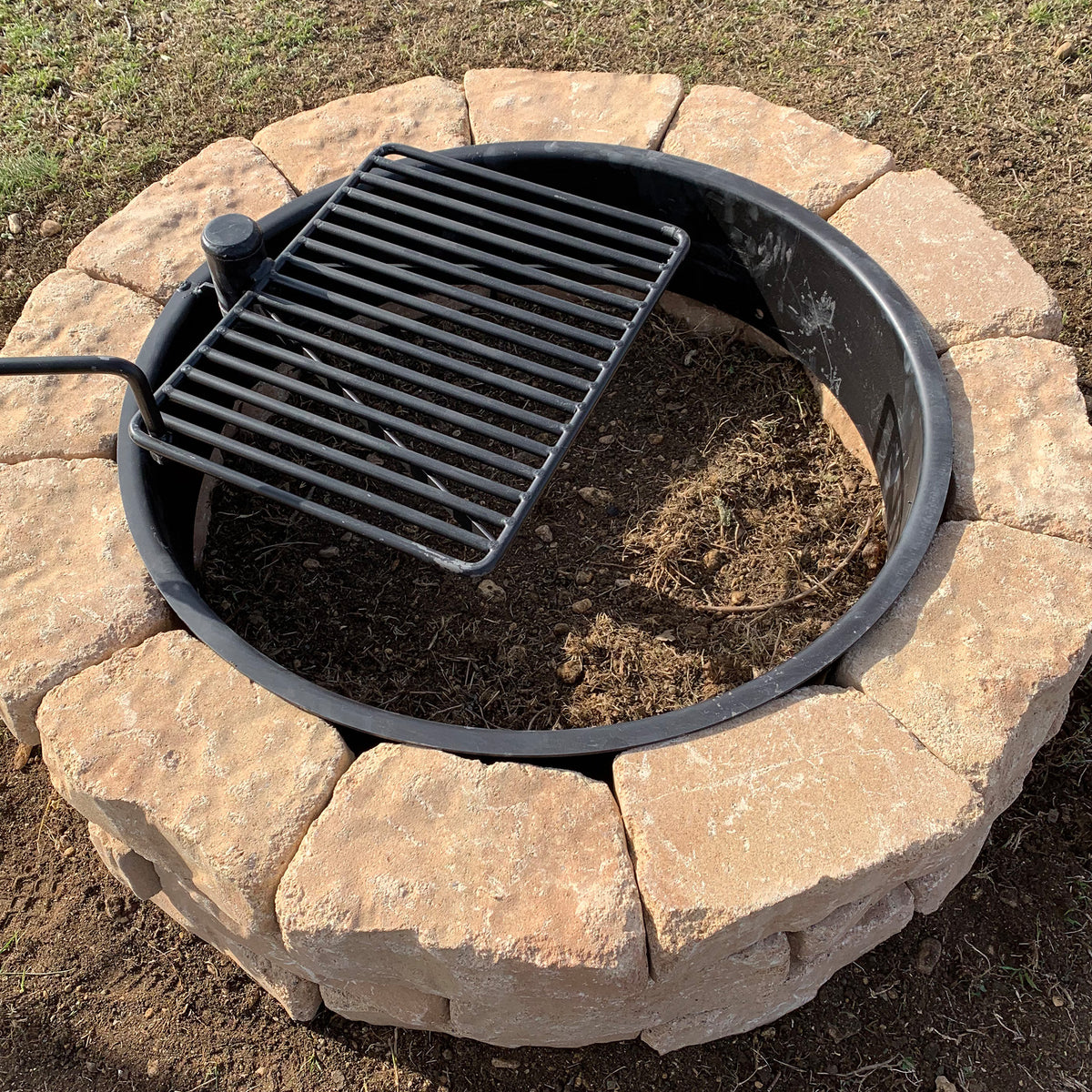 Pilot Rock 30.5" Steel Ground Fire Pit Ring and Metal Cooking Grate (Open Box)