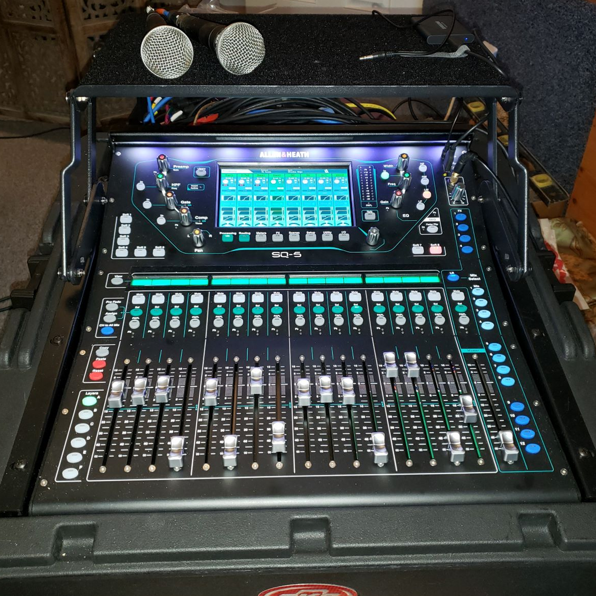 SKB Steel Rack Ears Mounting Hardware for Allen & Heath SQ5 Mixer Storage, Black - VMInnovations