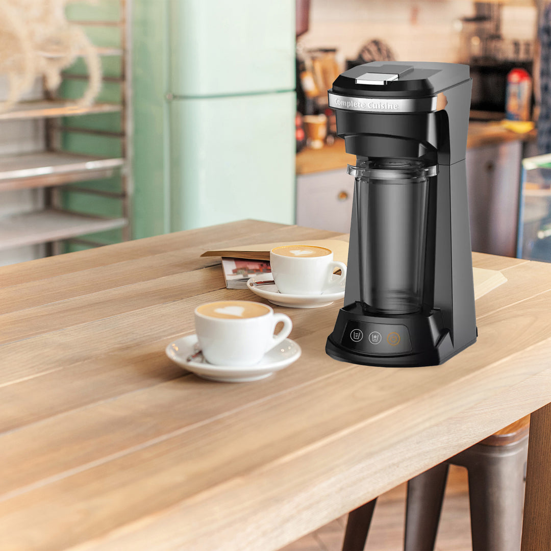 Complete Cuisine 4-in-1 Single Serve Coffee Maker, Hot and Iced Brewer, Black