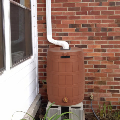 Good Ideas Rain Wizard 50 Gallon Rain Barrel, Terra Cotta & Diverter Flex Kit