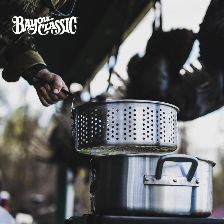 Bayou Classic Durable 10 Quart Stainless Fry Pot & Perforated Basket (Open Box)