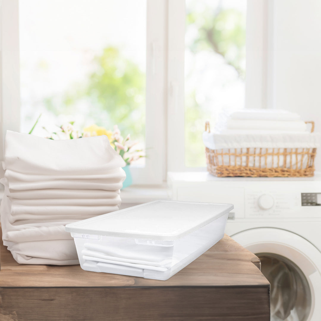 Homz Snaplock 41 Qt Stackable Plastic Storage Container w/Latching Lid 2Pk(Used) - VMInnovations