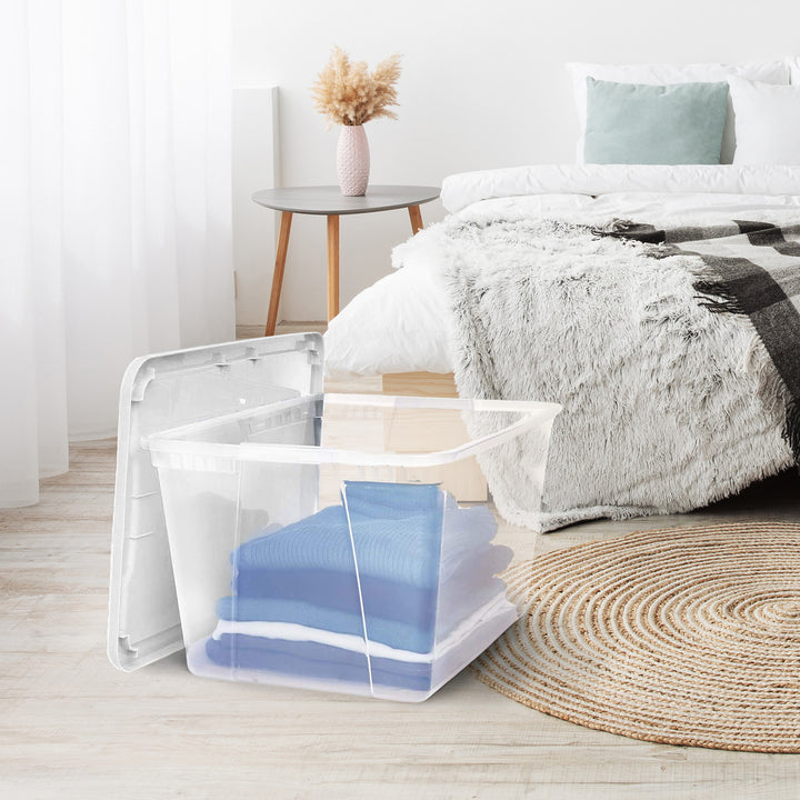 56qt Snaplock Clear Plastic Storage Container Bin w/ Secure Lid, 2 Pack (Used) - VMInnovations