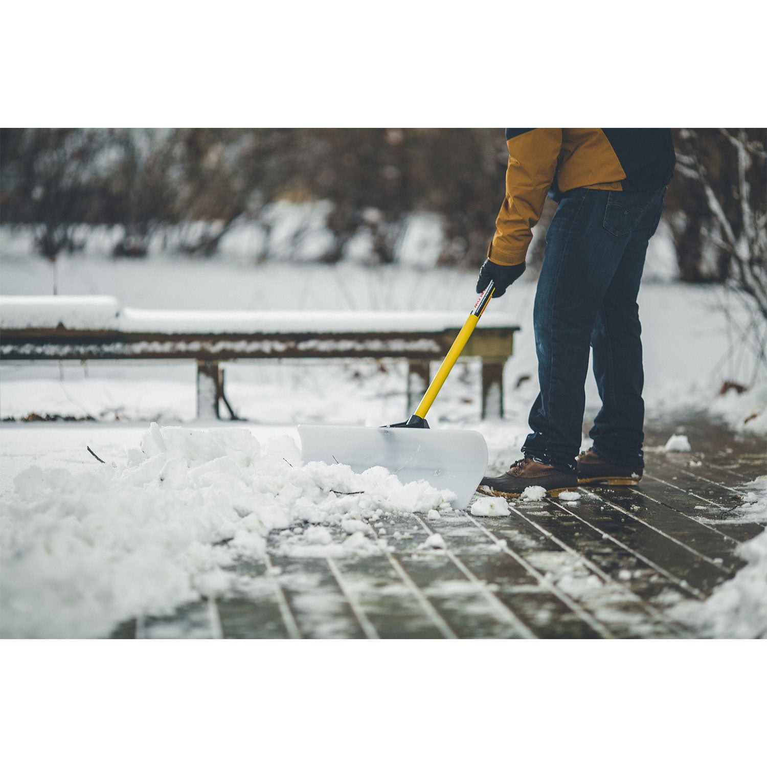 THE SNOWPLOW The Original 36 Inch Wide Poly Blade Snow Pusher Shovel with Handle - VMInnovations