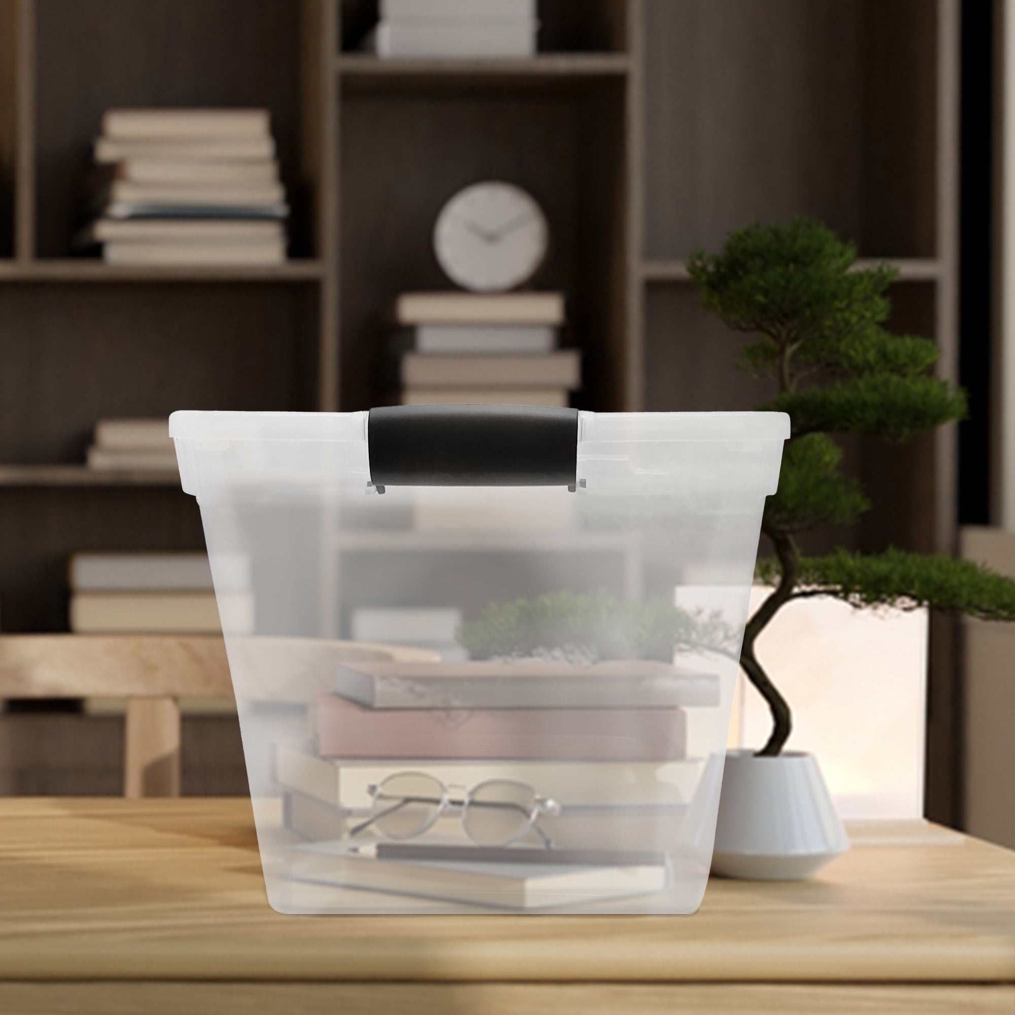 Homz Secure Latch Large Clear Stackable Storage Container Bin, 31 Quart (8 Pack) - VMInnovations