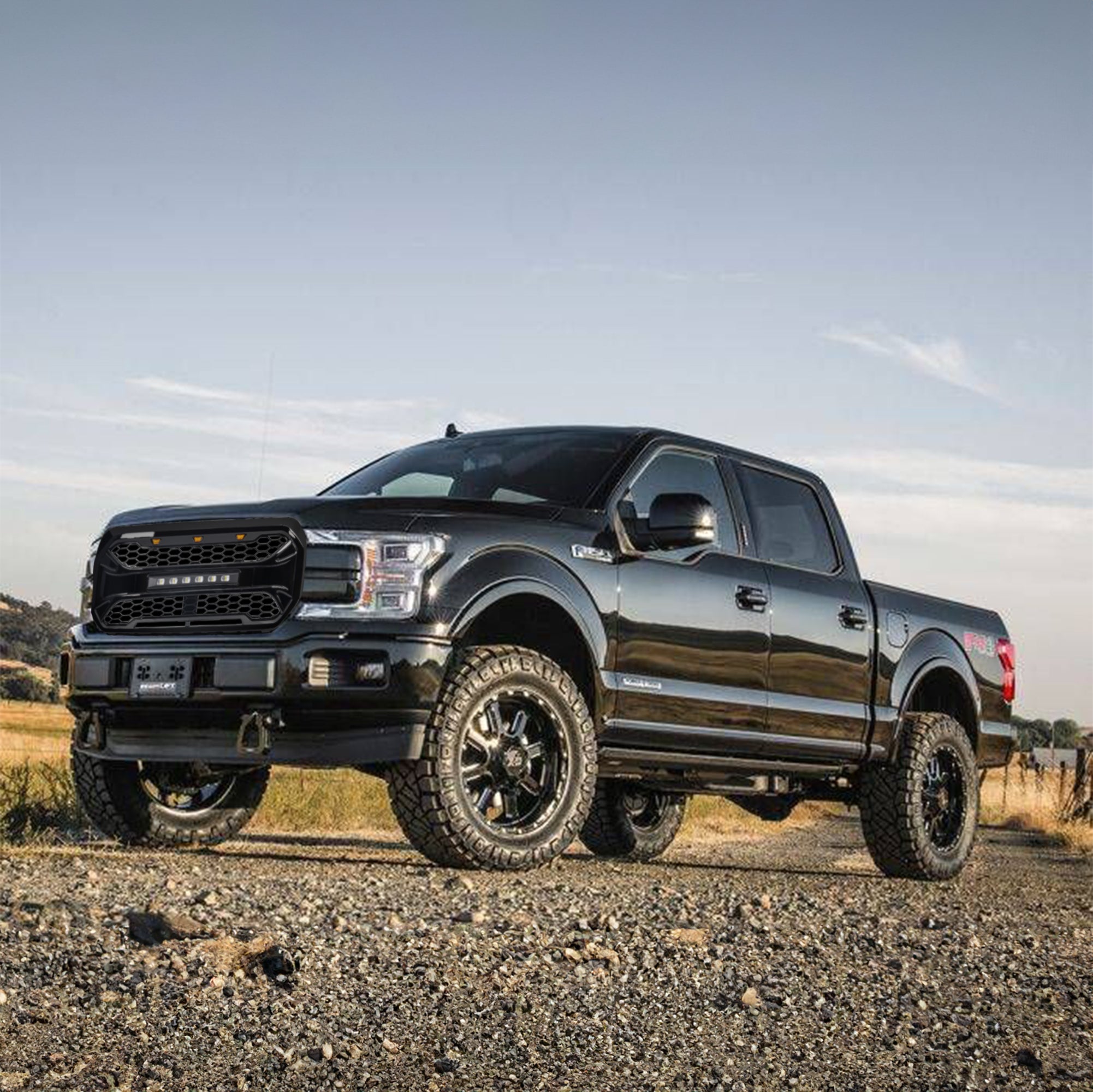 AMERICAN MODIFIED Armor Grille w/21-23 Ford F150, Glossy Black (Open Box) - VMInnovations