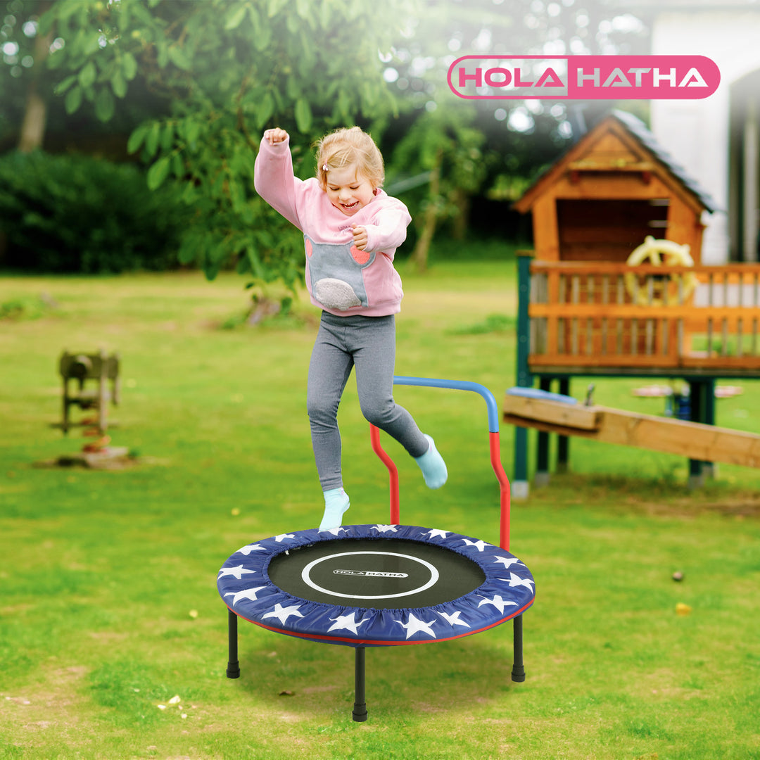 HolaHatha Kids Trampoline with Handle, Mini Indoor/Outdoor Rebounder, 3 Foot - VMInnovations
