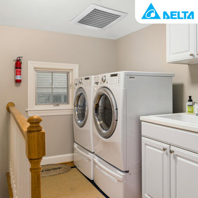Delta Breez Signature 130 CFM Exhaust Bathroom Fan with Humidity Sensor, White