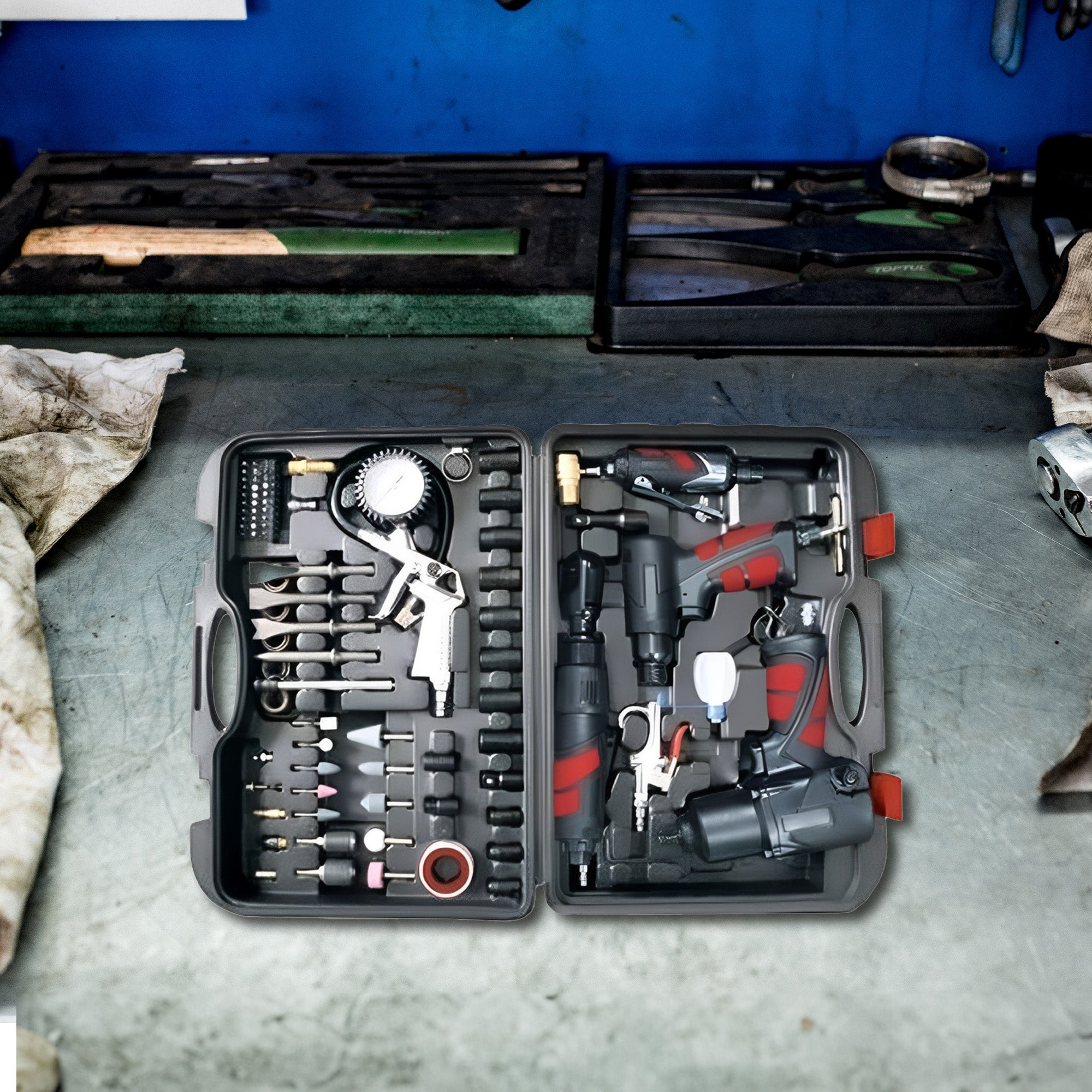 Master Mechanic 100PC Air Tool Kit with Impact Wrench and Ratchet Wrench (Used) - VMInnovations