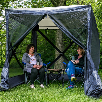 CLAM Quick-Set Traveler 6 x 6 Ft Portable Outdoor 4 Sided Canopy Shelter, Blue