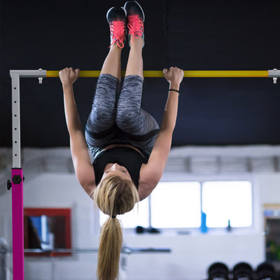 BalanceFrom Fitness 120 x 48 Inch Exercise Mat & Adjustable Gymnastics Bar, Pink - VMInnovations