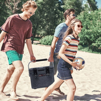 CAMP-ZERO 10 Lt 10.6 Qt Lidded Cooler w/2 Molded In Cup Holders, Black(Open Box) - VMInnovations
