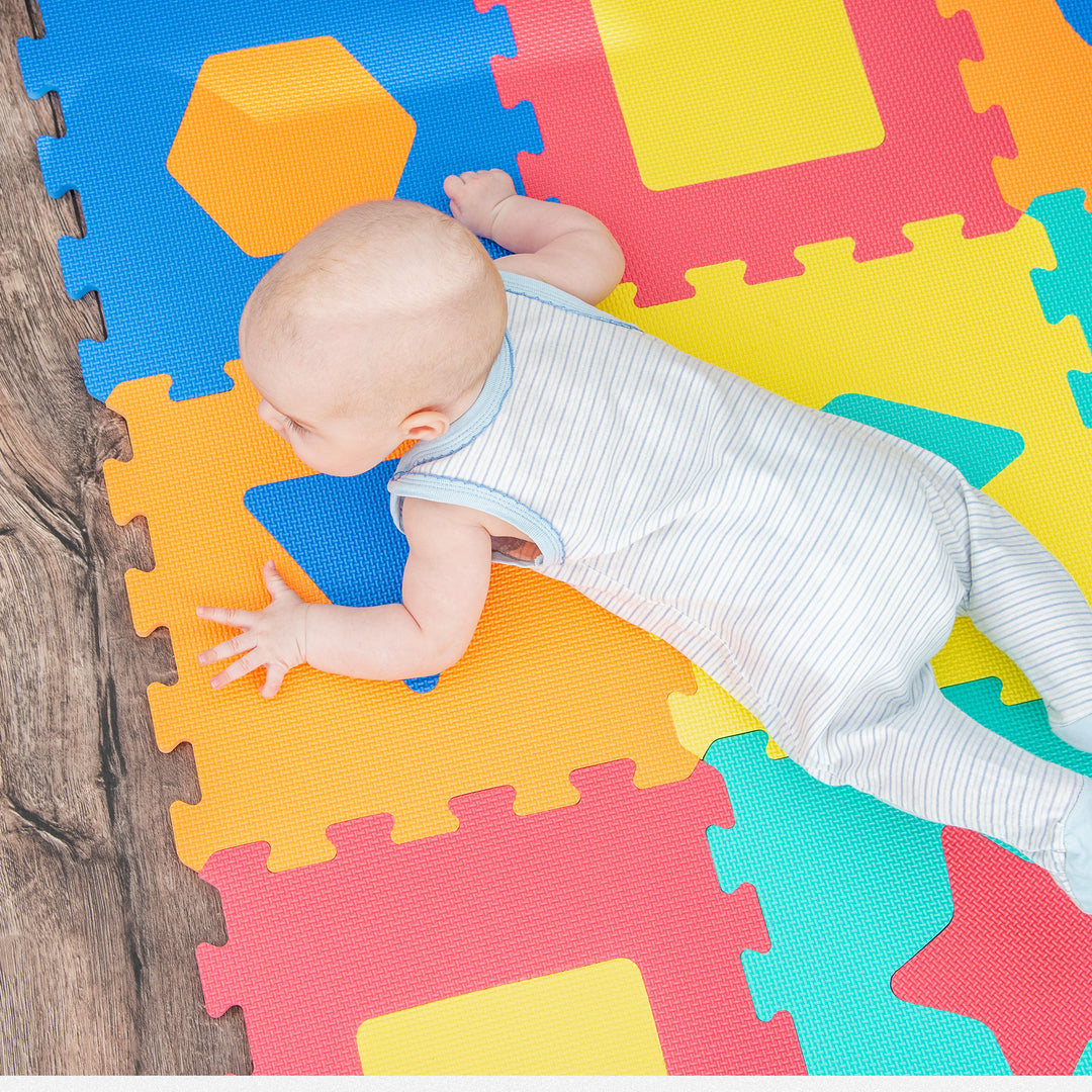 BalanceFrom 9 Color Thick Interlocking Shape Puzzle Foam Exercise Play Mats, 36