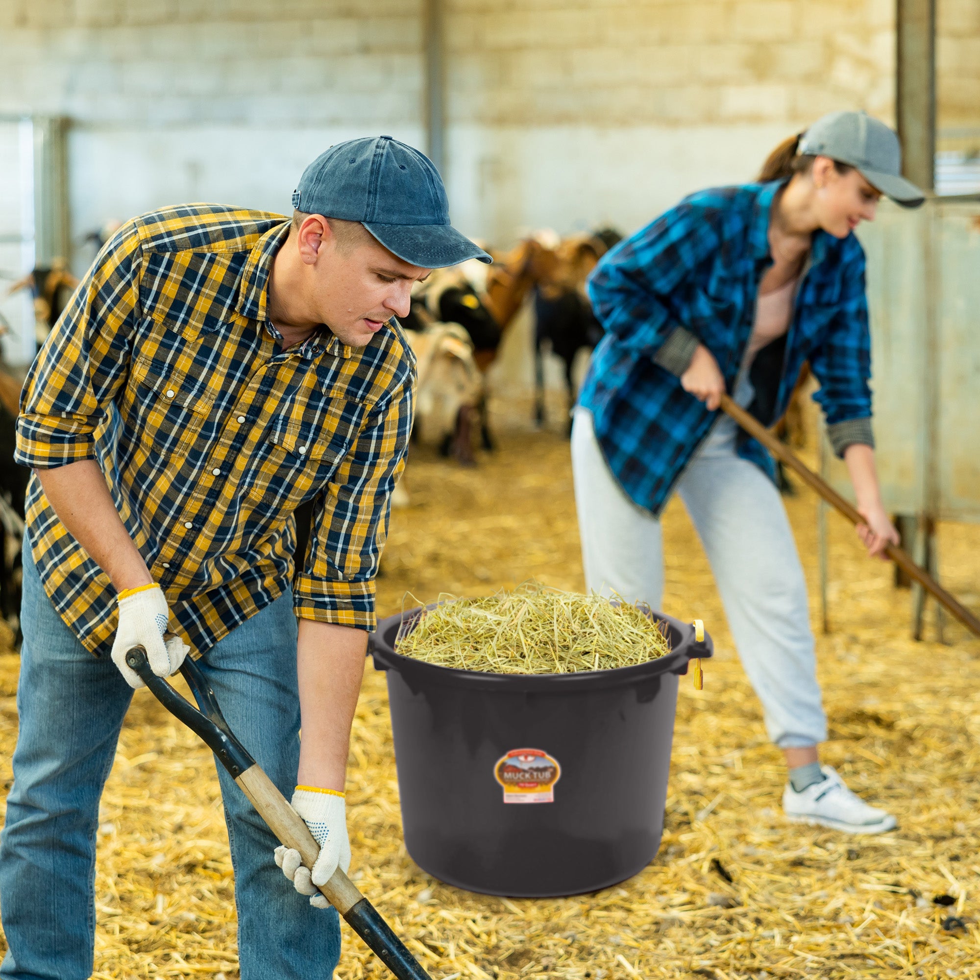 Little Giant 70 Quart Durable and Versatile Utility Muck Tub w/Handles, Black - VMInnovations
