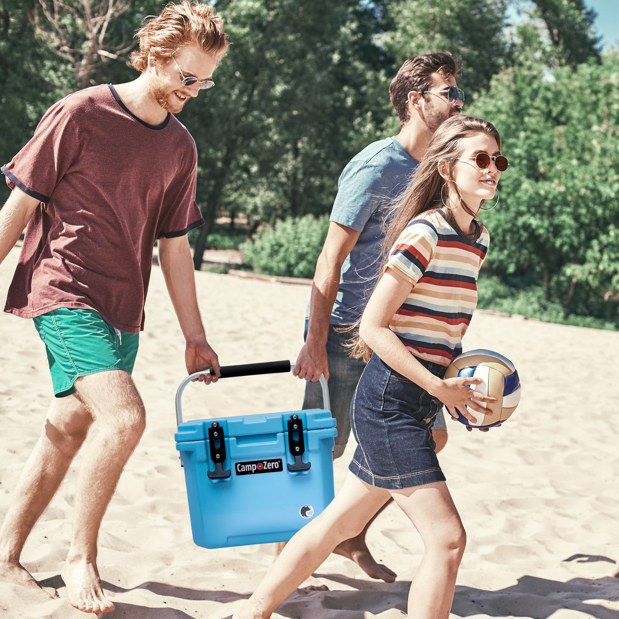 CAMP-ZERO 10 Liter 10.6 Quart Lidded Cooler with 2 Molded In Cup Holders, Sky - VMInnovations