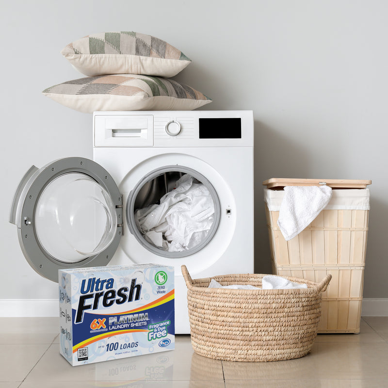 Ultra Fresh Platinum 6X Laundry Detergent Sheets with Fragrance and Dye Free