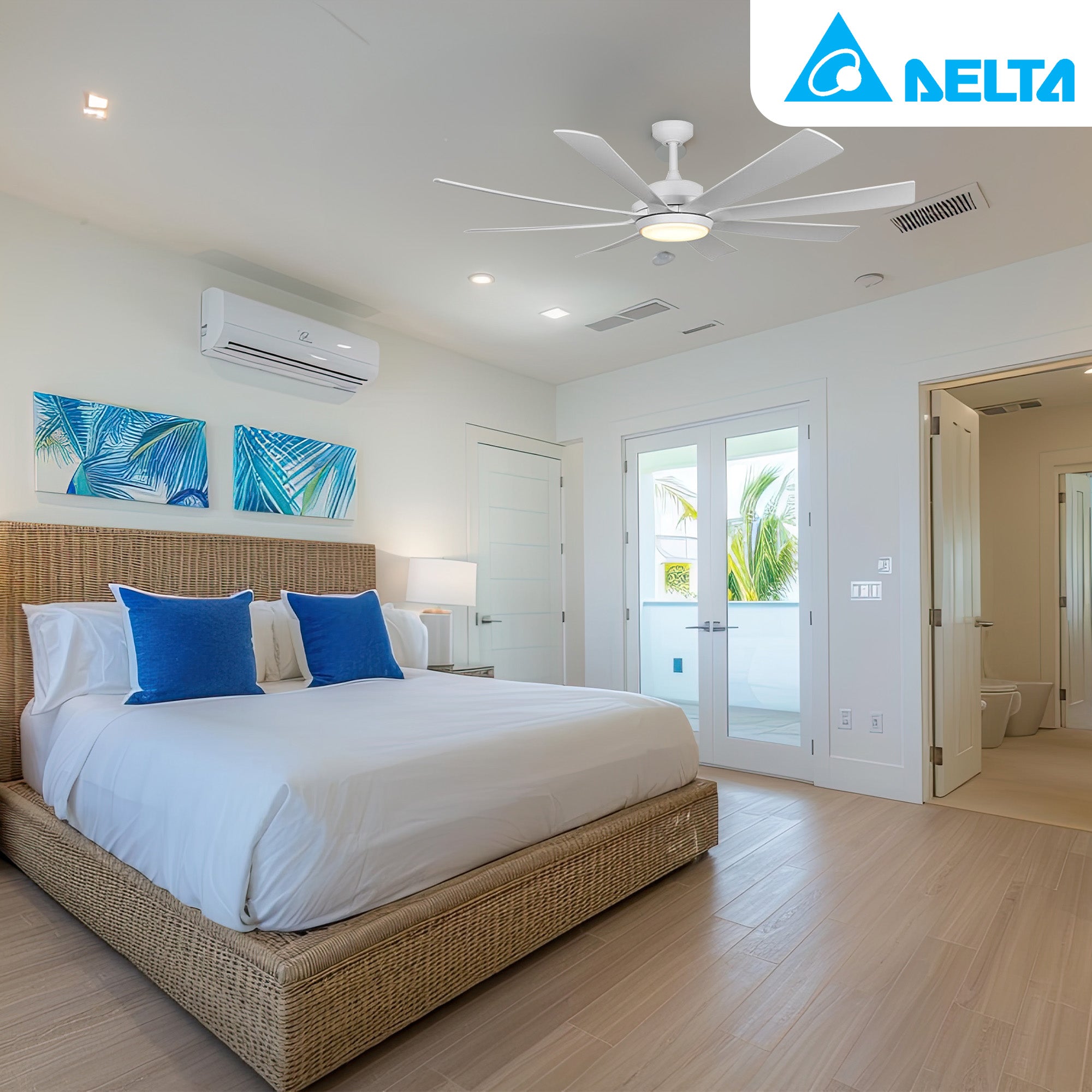 Delta Breez Rio Vista 60" Ceiling Fan with LED, Remote, Indoor/Outdoor, White - VMInnovations