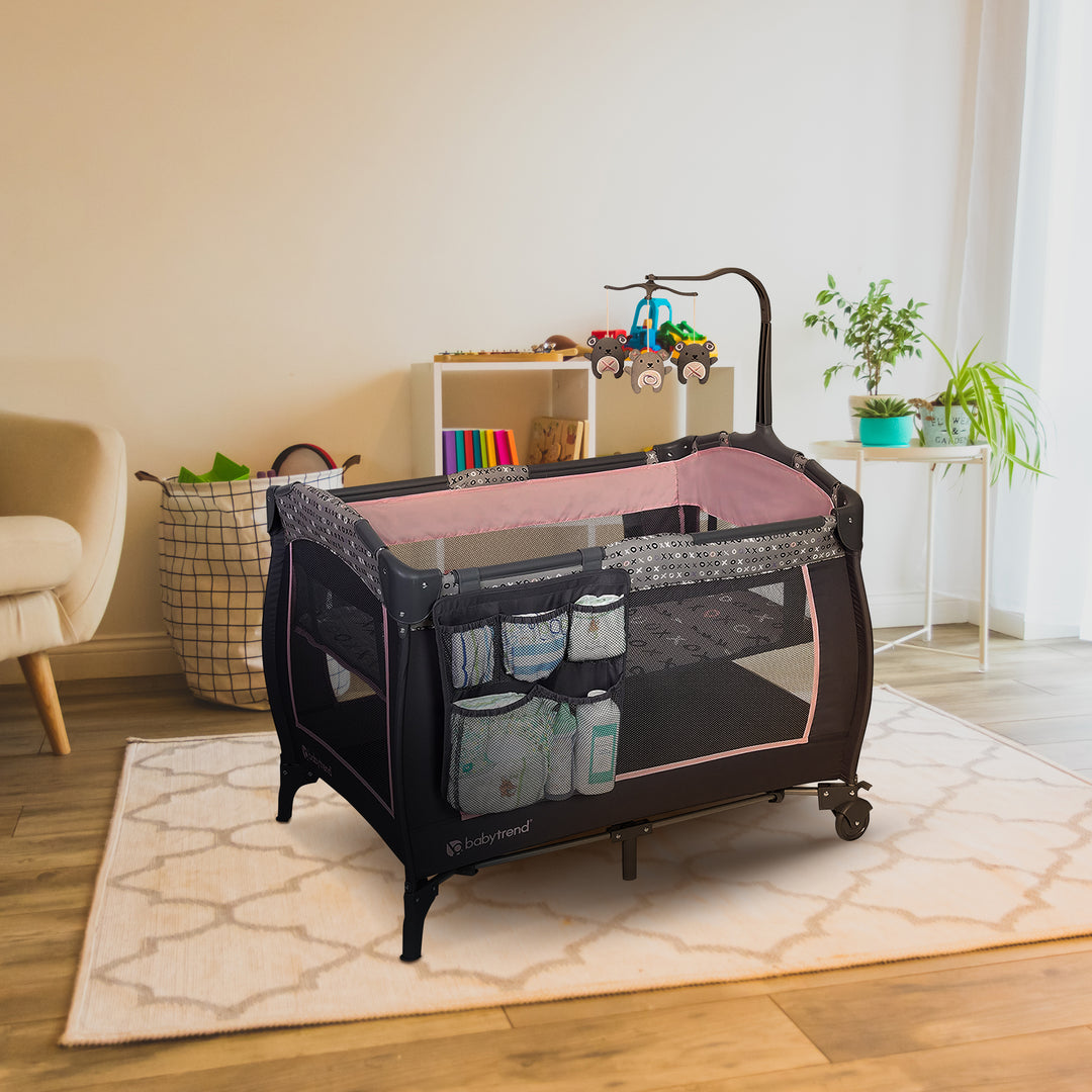 Baby Trend Portable Infant Trend-E Nursery Center with Bassinet, Starlight Pink - VMInnovations