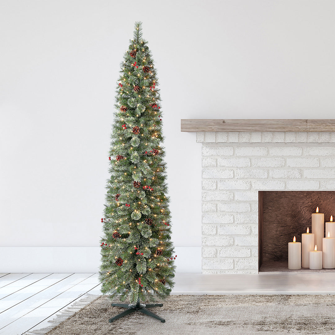 Home Heritage Stanley 7 Ft Skinny Pine Pre Lit Christmas Tree (For Parts) - VMInnovations