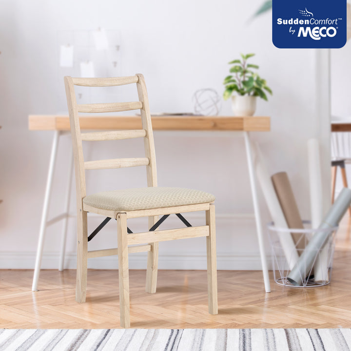 Stakmore Shaker Ladderback Upholstered Folding Chairs, Set of 2, Unfinished - VMInnovations