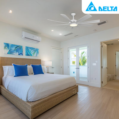 Delta Breez Rio Vista 60" Ceiling Fan with LED, Remote, Indoor/Outdoor, White - VMInnovations