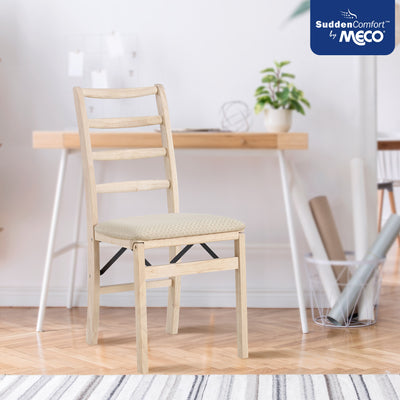 Stakmore Shaker Ladderback Upholstered Folding Chairs, 2pk Unfinished (Open Box) - VMInnovations