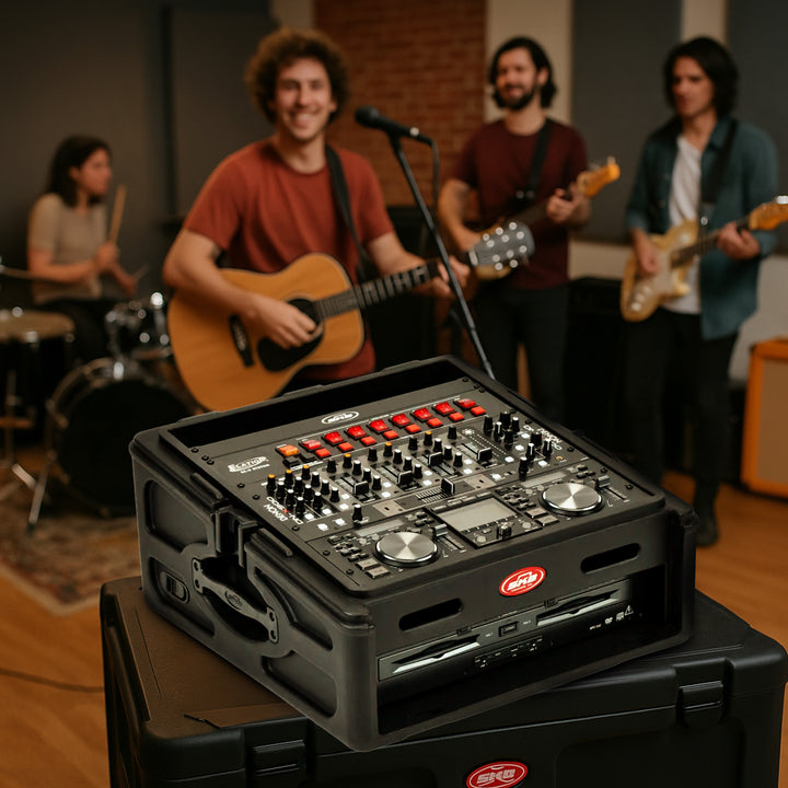 SKB Roto Rack/Mixer Console, 10U Slanted Rackmount on top, 2U Rackmount in Front