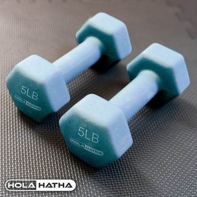 HolaHatha 146 Pound Neoprene Dumbbell Full Body Weight Set with Storage Rack - VMInnovations