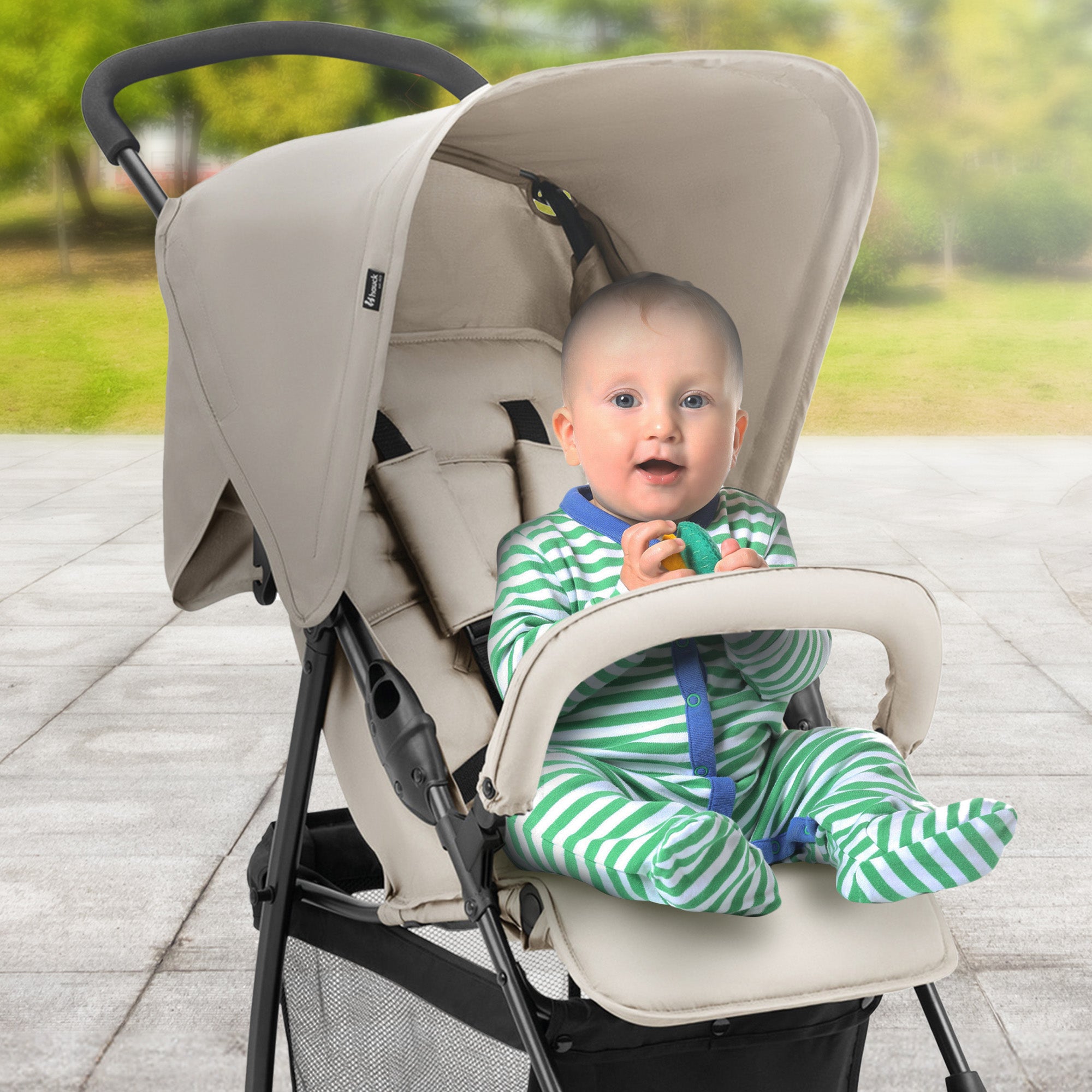 hauck Sport Lightweight Compact & Foldable Stroller, Push Chair, Beige(Open Box) - VMInnovations