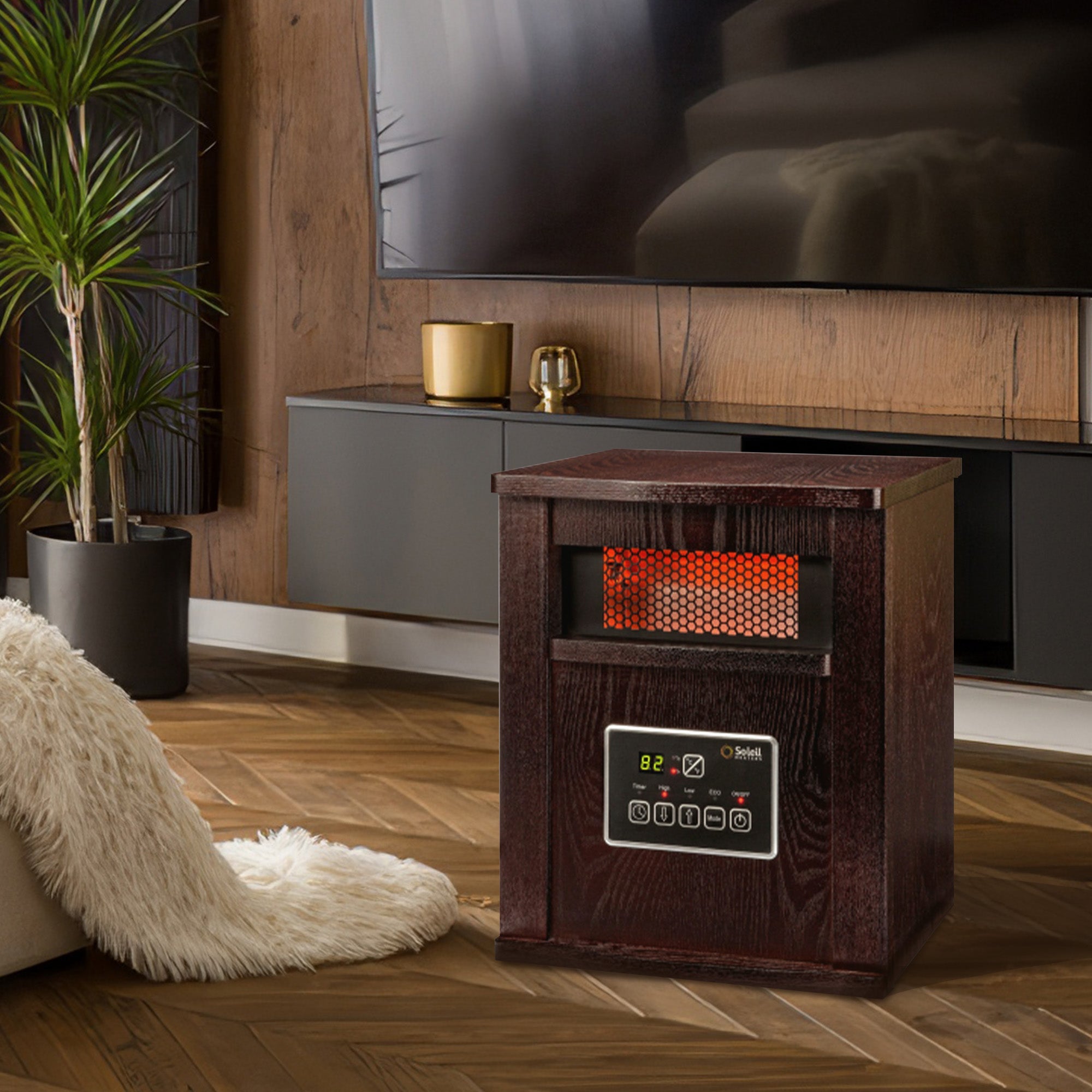 Geneva Infrared Quartz Wood Cabinet Space Heater w/Remote Control (Used) - VMInnovations