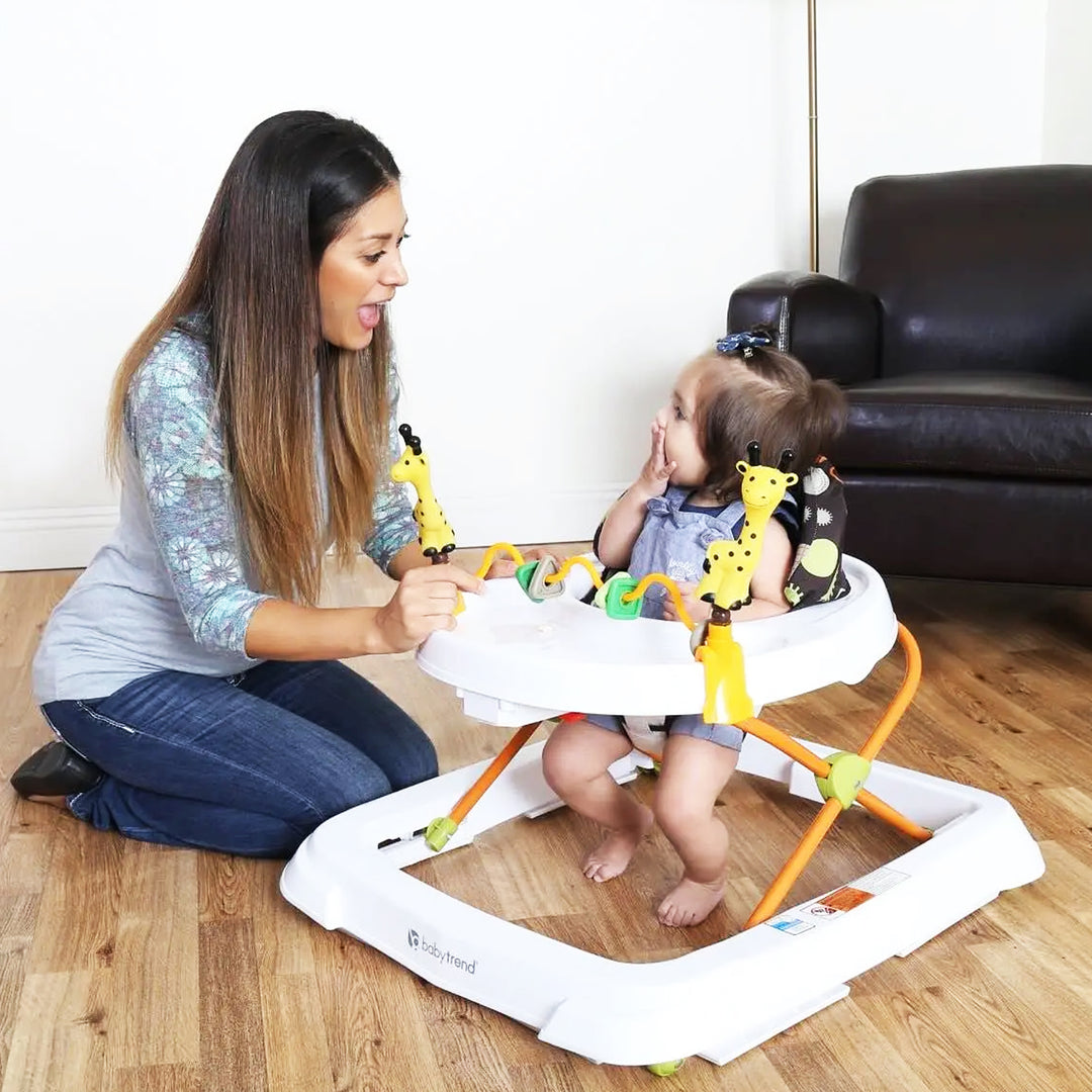 Baby Trend Foldable Activity Walker w/Tray & Removable Toy Bar, Safari(Open Box)