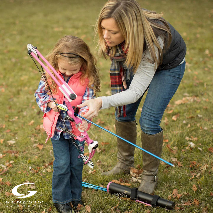 Genesis Lightweight Archery Compound Bow/Arrow Set, Left Handed, Pink (Used) - VMInnovations