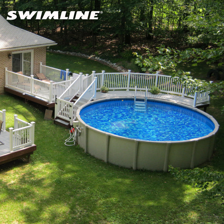 Swimline 24 Foot Swirl Blue Round Above Ground Swimming Pool Wall Overlap Liner